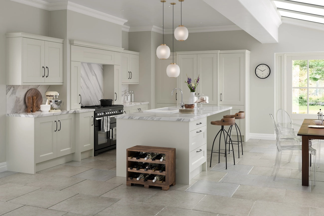 White Shaker kitchen with island